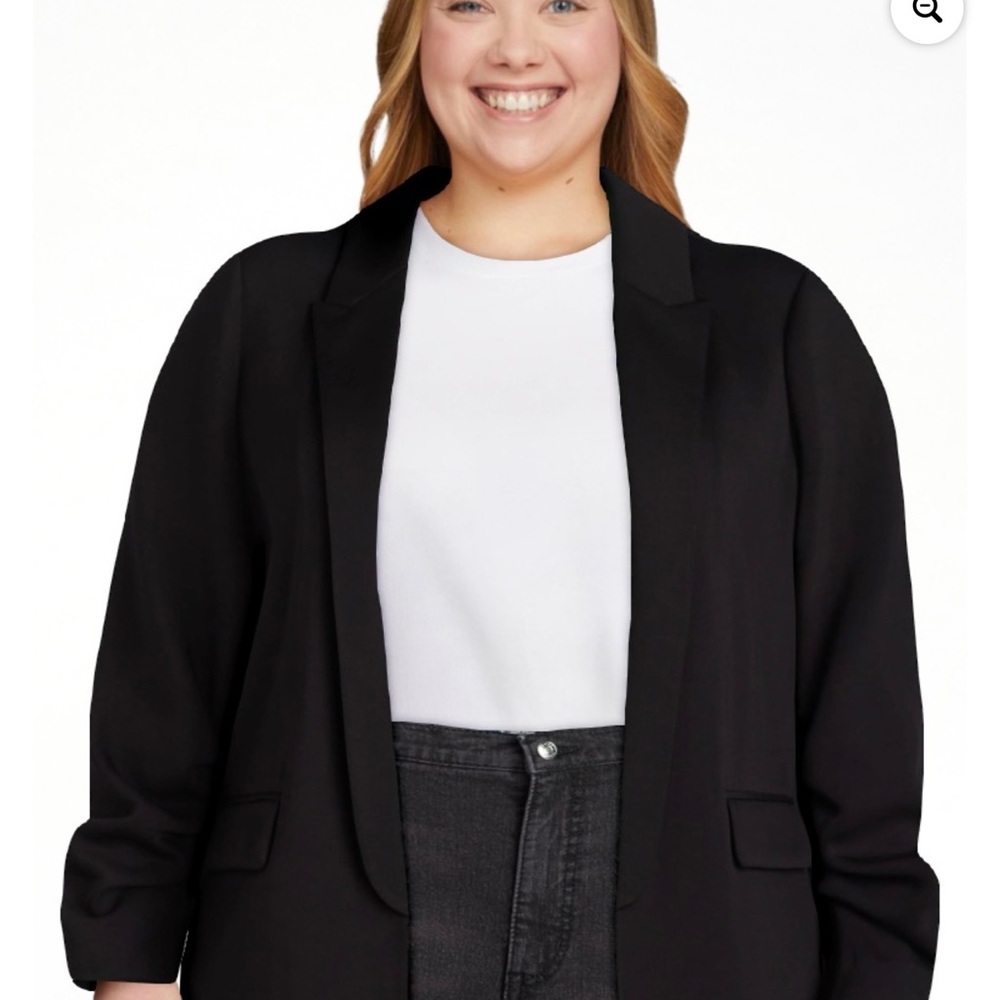 Scoop Black Plus-Size Open Front Blazer Jacket 4X 28/30W